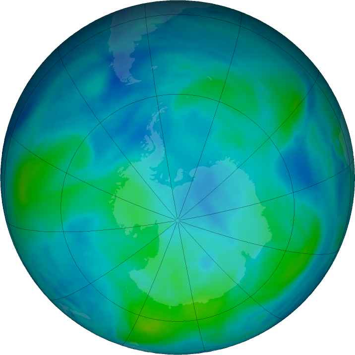 Antarctic ozone map for 12 March 2019